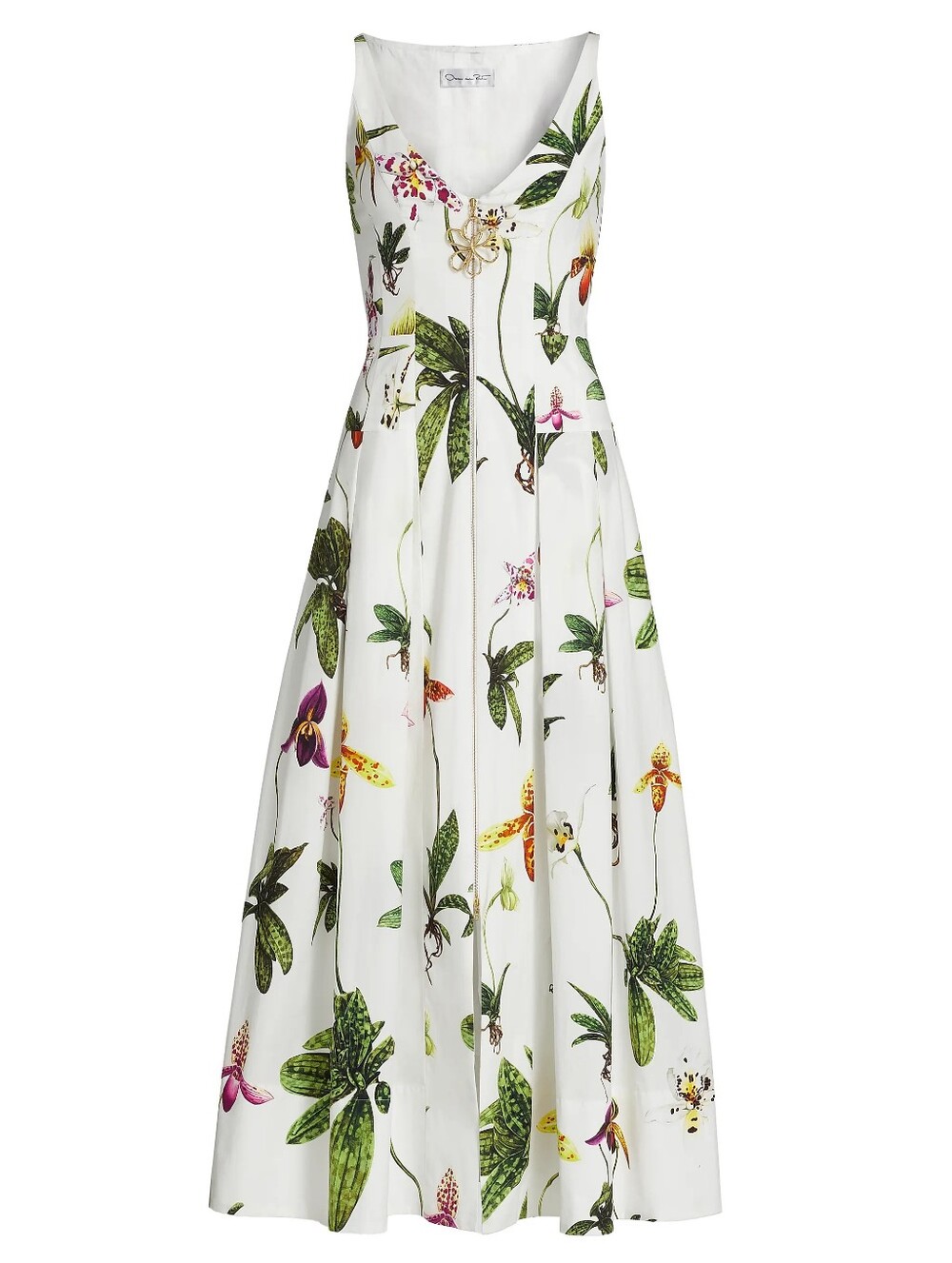 $2,890 LOOK LIKE OSCAR DE LA RENTA ORCHID NO DESIGNER LABLE MIDI DRESS US L